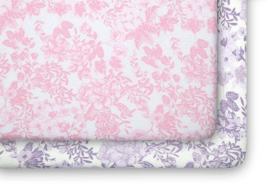 Pastel Floral (3032) 2-Pastel Floral Fitted Crib Sheets - 2 Pack