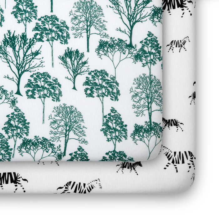 SA2038 3216 crib sheets modernsafari silo 101 3-Modern Safari Fitted Crib Sheets - 2 Pack