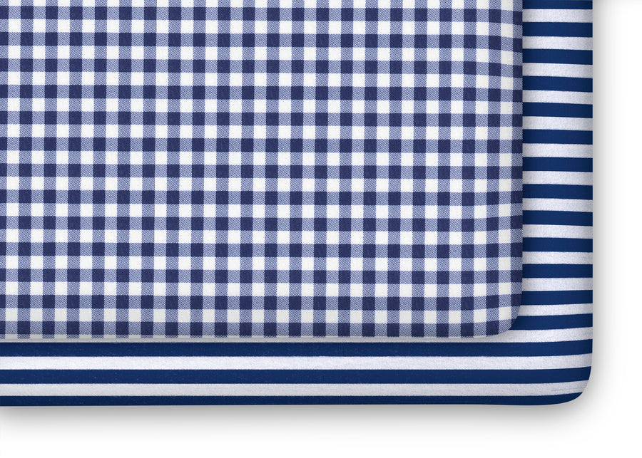 Navy Gingham (3220) 2-Blue Gingham Fitted Crib Sheets - 2 Pack