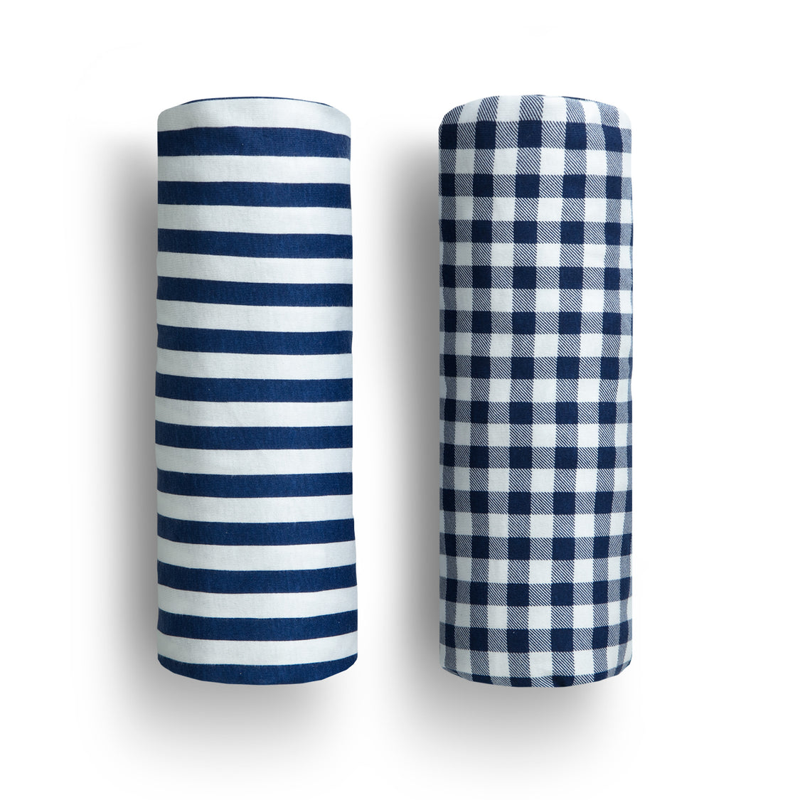 SA2038 3220 crib sheets 2PK navy stripe gingham silo 113