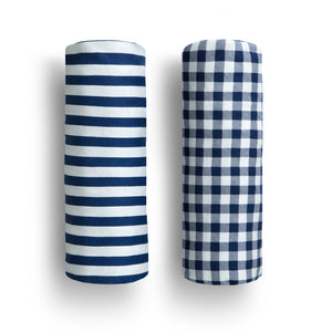 Blue Gingham Fitted Crib Sheets - 2 Pack 8