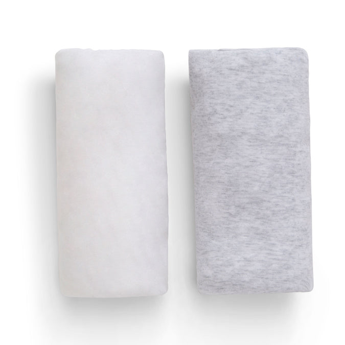 Fitted Crib Sheets - 2 Pack, White & Heather Grey 8-Fitted Crib Sheets - 2 Pack, White & Heather Grey