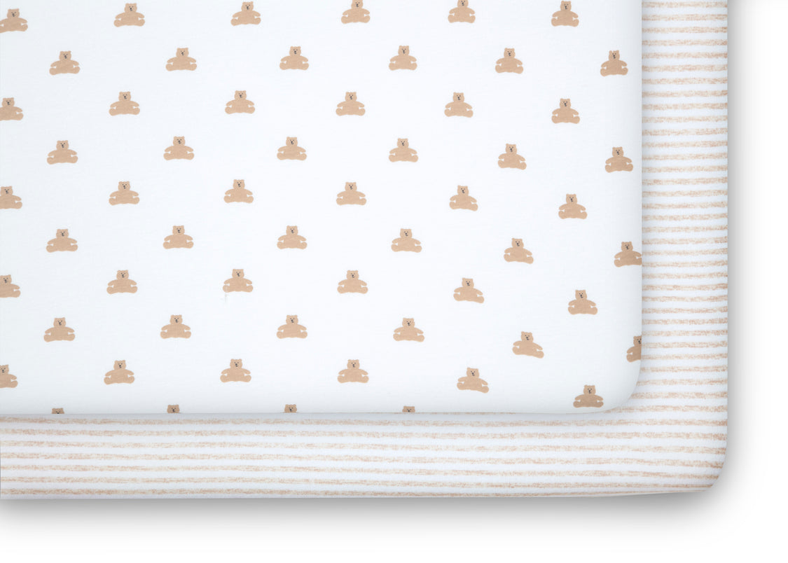 Patterned fabric with small icons on a white background