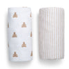 DCB: Tan Teddy Bears & Stripes (2407) 8-babyGap Tan Teddy Bears & Stripes 100% Organic Cotton Crib Sheets - 2 Pack