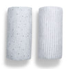 DCB: Grey Dots & Stripes (2408) 8-babyGap Grey Dots & Stripes 100% Organic Cotton Crib Sheets - 2 Pack
