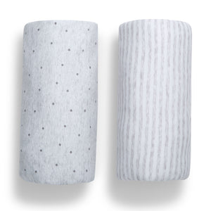 DCB: Grey Dots & Stripes (2408) 5-babyGap Grey Dots & Stripes 100% Organic Cotton Crib Sheets - 2 Pack