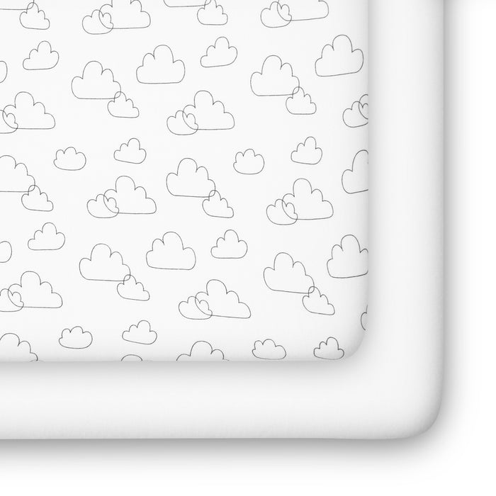 Pattern of black cloud outlines on a white background 2-babyGap White Clouds 100% Organic Cotton Crib Sheets - 2 Pack