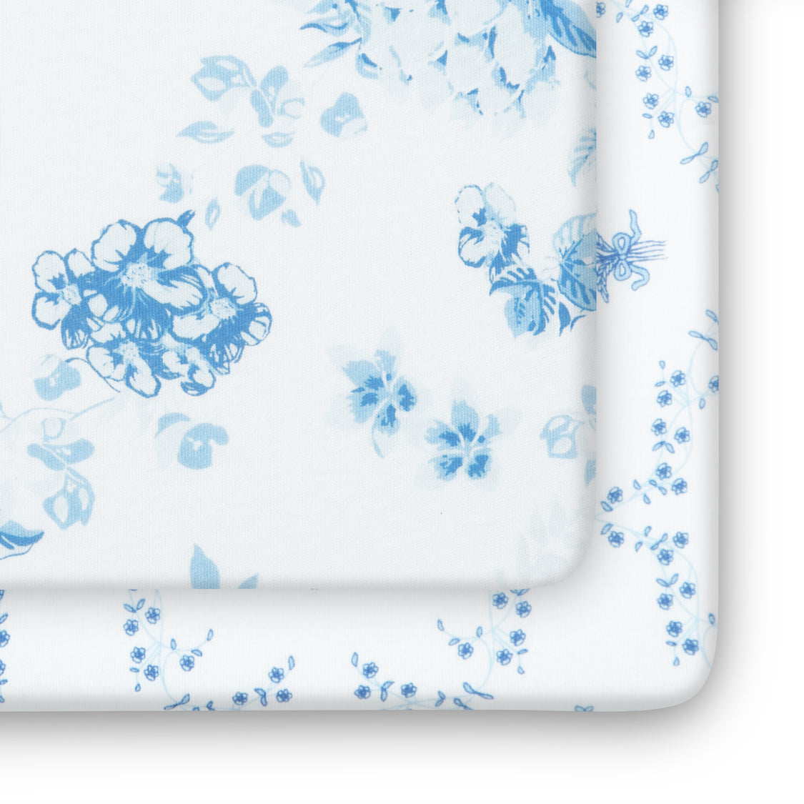 White paper with blue floral pattern