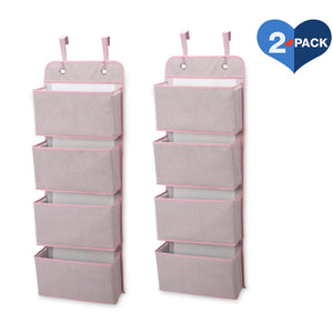 Pink Polka Dots (693) 20-4 Pocket Over The Door Hanging Organizer - 2 Pack