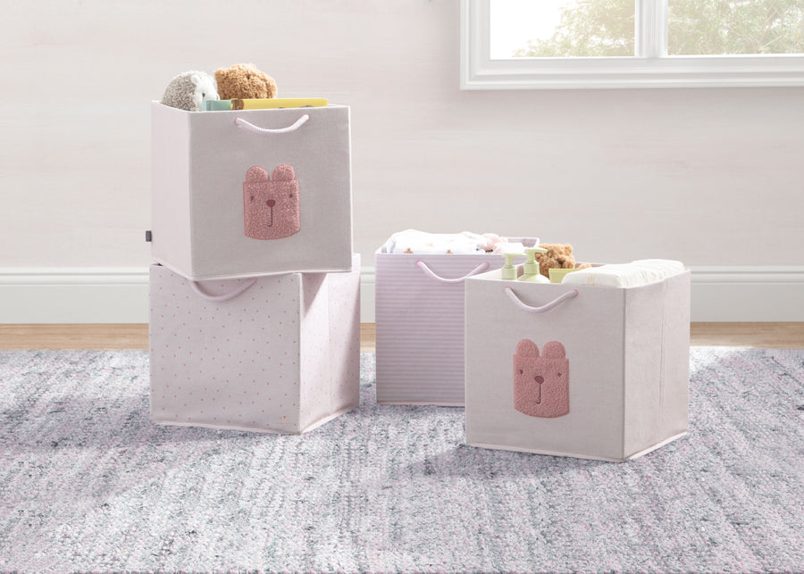 Pink (3030) 1-babyGap 4-Pack Brannan Bear Fabric Storage Bins with Handles