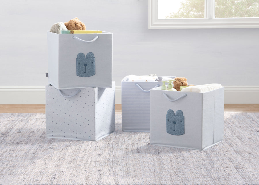 Blue (3243) 4-babyGap 4-Pack Brannan Bear Fabric Storage Bins with Handles