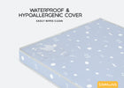 Mattress cover with waterproof and hypoallergenic features on a white background 5-Simmons Kids® Soothing Nights 3-inch Mini/Portable Crib Mattress