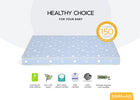 Baby mattress with certification logos on a white background 4-Simmons Kids® Soothing Nights 3-inch Mini/Portable Crib Mattress
