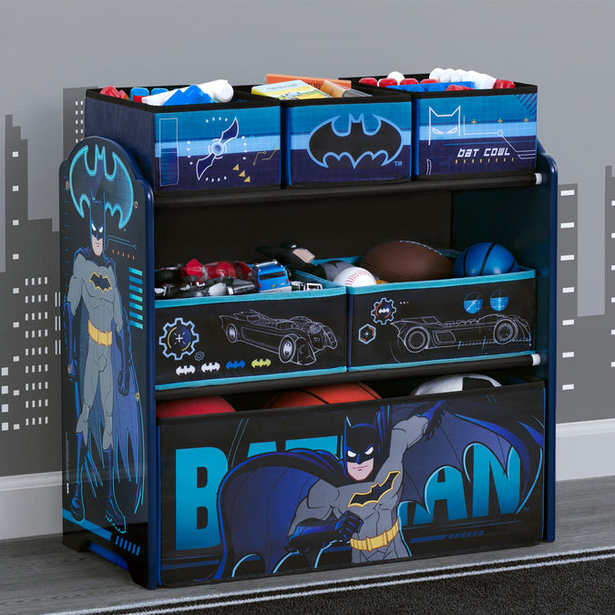 Batman 6 Bin Design and Store Toy Organizer 6-Batman 6 Bin Design and Store Toy Organizer