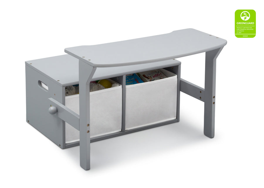 Delta Children Grey (026) MySize Activity Bench, Right Desk Silo View 3-MySize Activity Bench