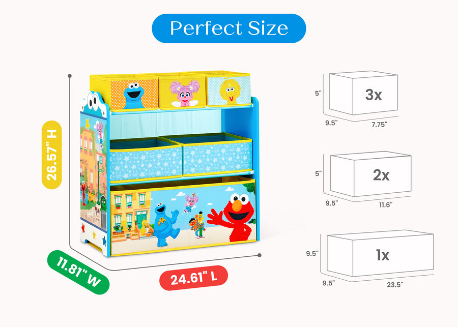 Sesame Street (1149) 5-Sesame Street 6 Bin Design and Store Toy Organizer