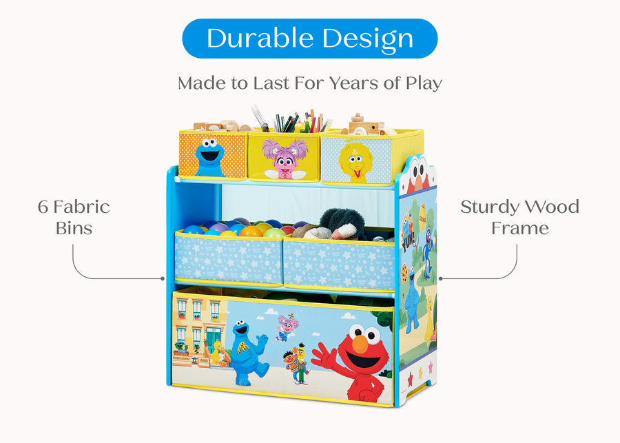 Sesame Street (1149) 7-Sesame Street 6 Bin Design and Store Toy Organizer