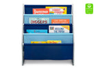 Delta Children Grey/Blue (026) Sling Book Rack Bookshelf for Kids, Front Silo View with Props Grey (026) 8-Sling Book Rack Bookshelf for Kids