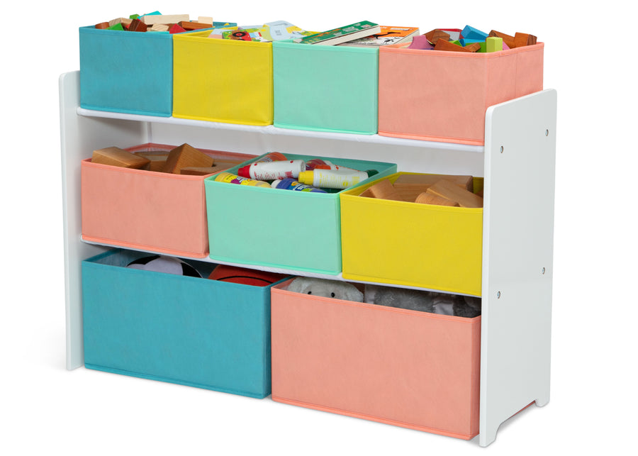 White with Blue/Orange/Pastel (1290) 30-Deluxe Multi-Bin Toy Organizer with Storage Bins