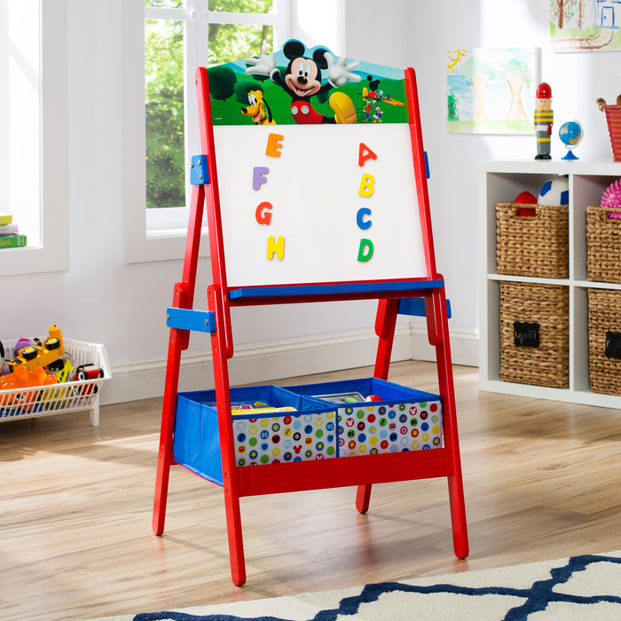 TE87583MM Mickey Whiteboard Easel room Lifestyle 101 2-Mickey Mouse Wooden Activity Easel