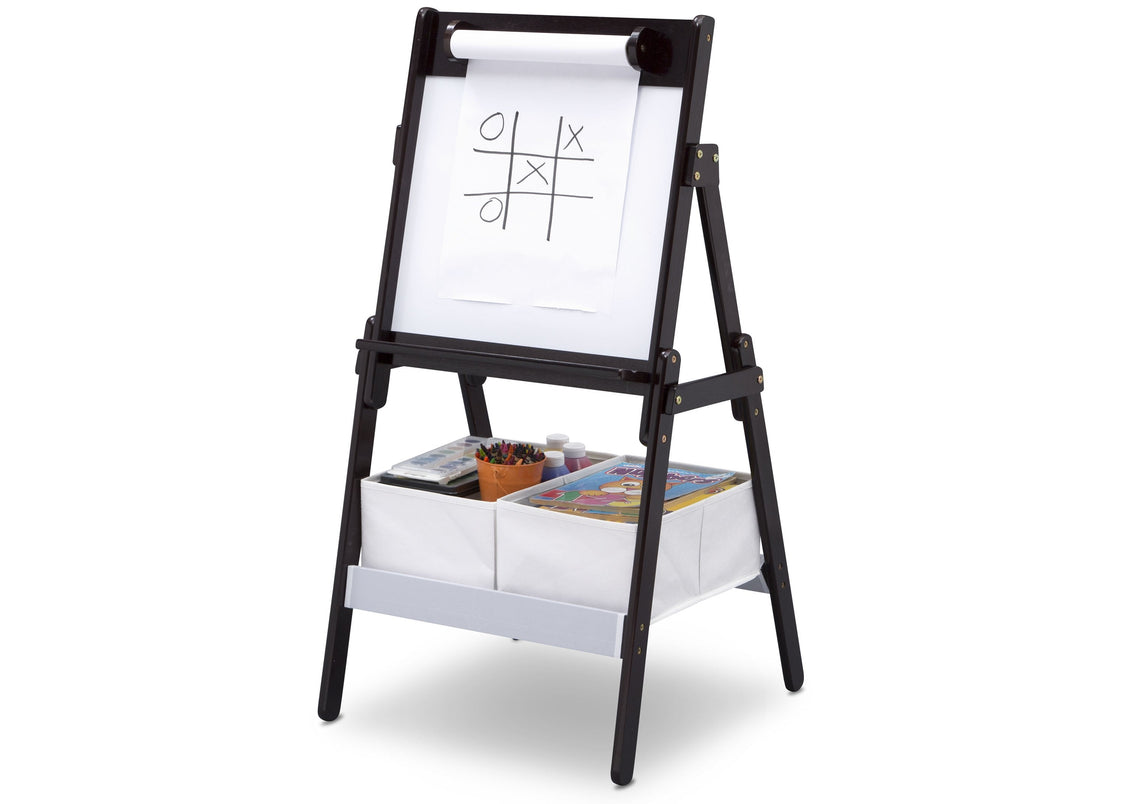 Delta Children Dark Chocolate (207) Classic Kids Whiteboard/Dry Erase Easel with Paper Roll and Storage Left Silo View