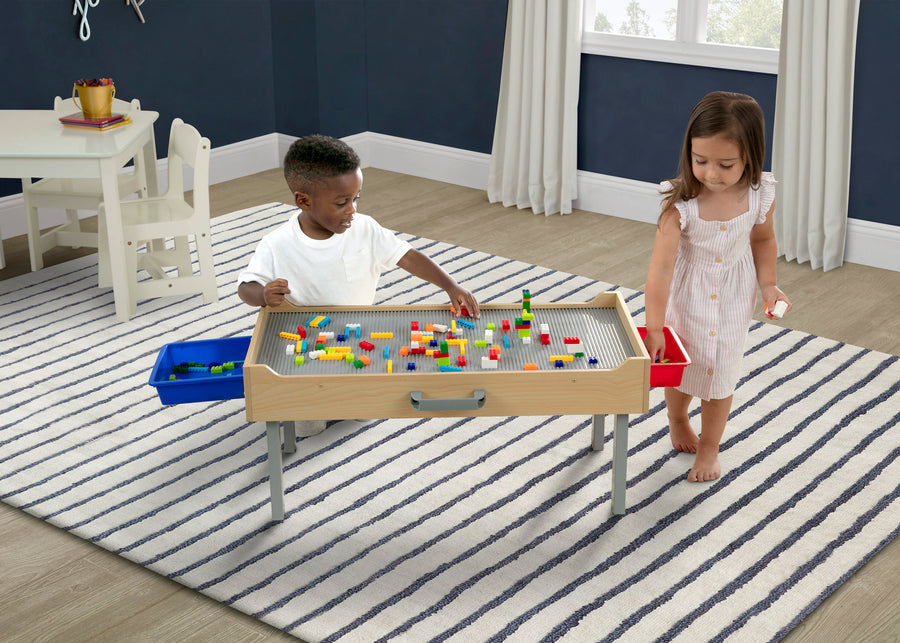 1634 1-Play N Store Building Bricks Play Table with 100+ Play Bricks Included