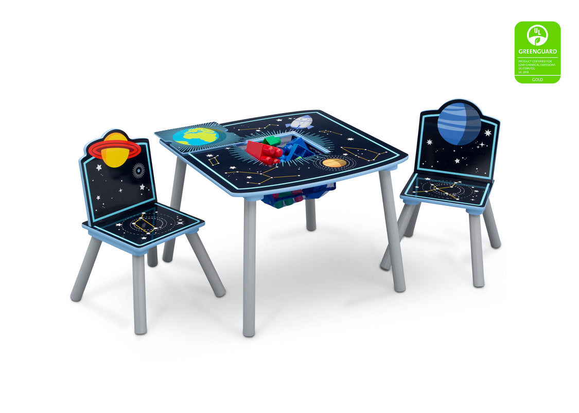 Delta Children Space Adventures (1223) Kids Wood Table and Chair Set with Storage, Right Silo View