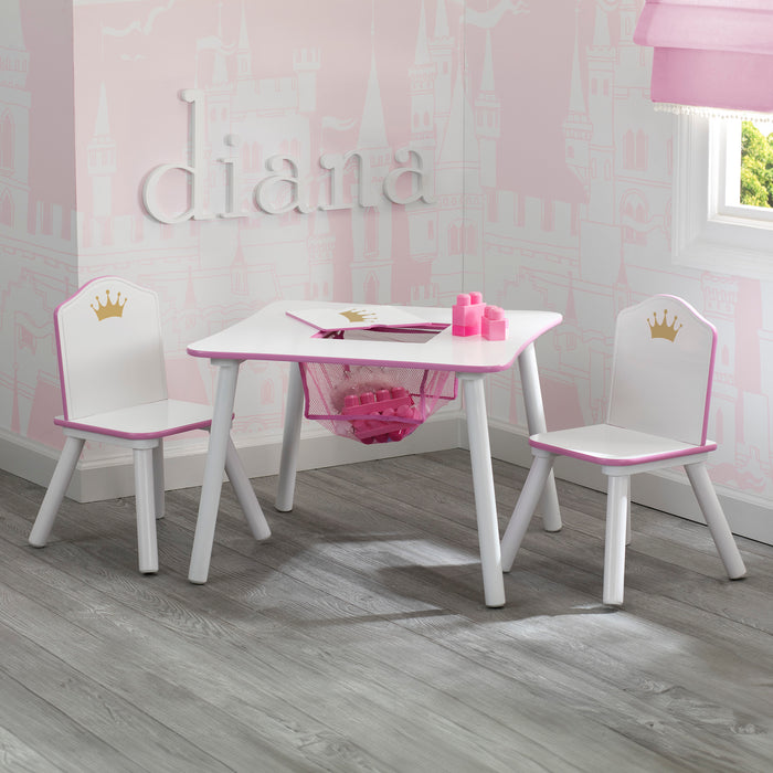 TT87384GN crown table and chair room 02 0-Princess Crown Kids Chair Set and Table, White/Pink