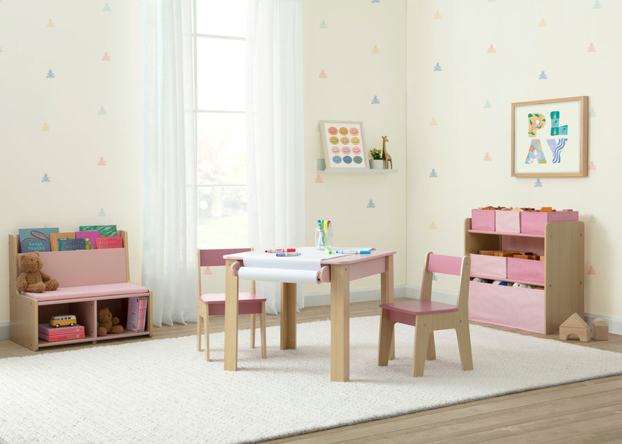 Blush Pink (1271) 1-GapKids Table and 2 Chair Set with Paper Roll Holder
