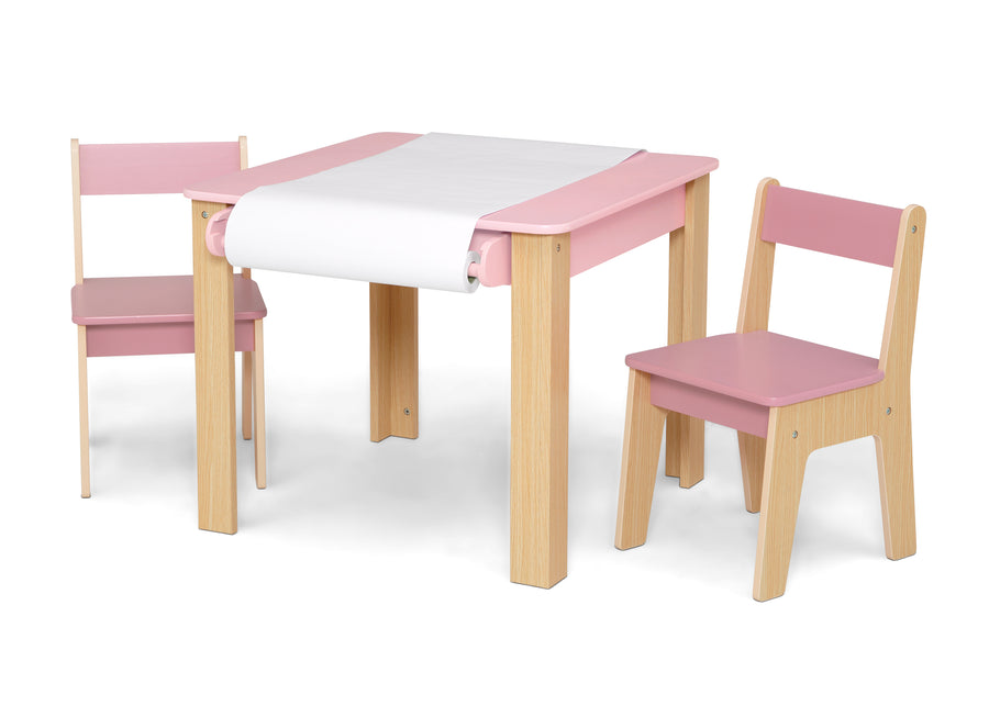 Blush Pink (1271) 5-GapKids Table and 2 Chair Set with Paper Roll Holder