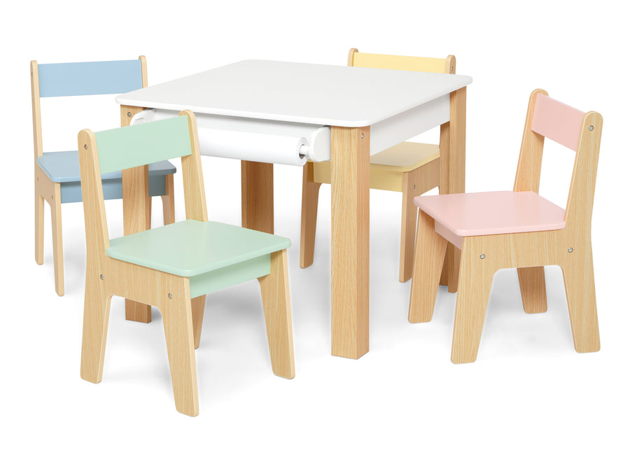 Pastel (1681) 3-GapKids Table and 4 Chair Set with Paper Roll Holder