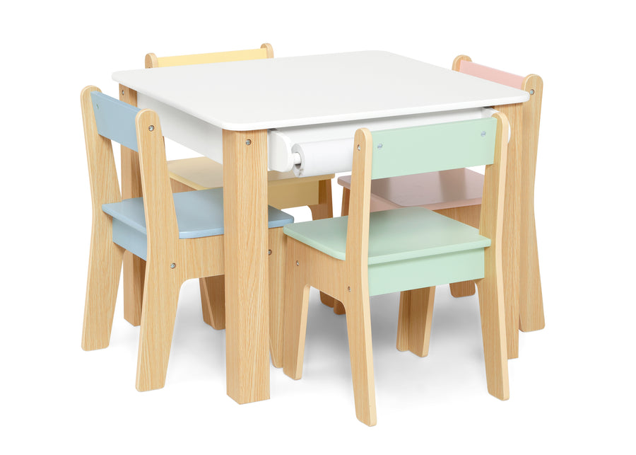Pastel (1681) 5-GapKids Table and 4 Chair Set with Paper Roll Holder