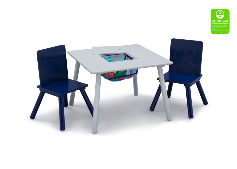 Grey (026) 2-Kids Table and Chair Set with Storage (2 Chairs Included)