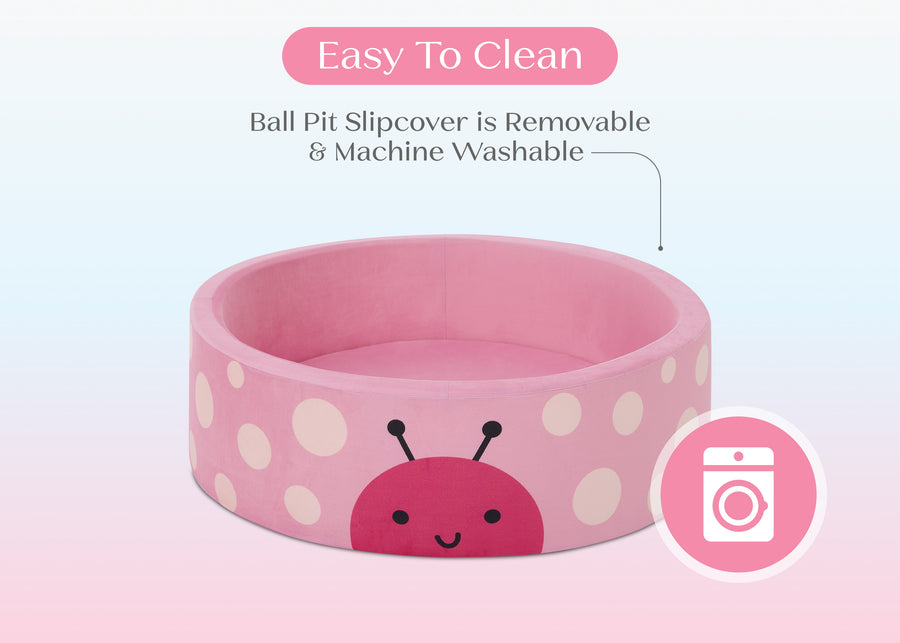 Pink (1717) 4-Ladybug Soft Ball Pit with 50 Play Balls