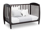 Black crib with white bedding and pillows on a white background 13-Taylor 4-in-1 Convertible Crib