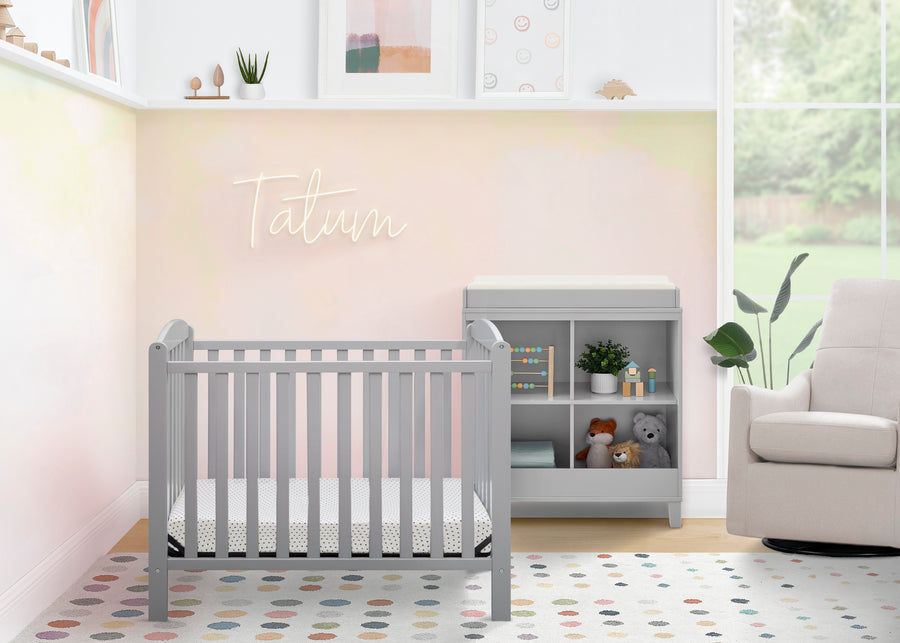 Grey (026) 1-Sprout Mini Crib with Mattress