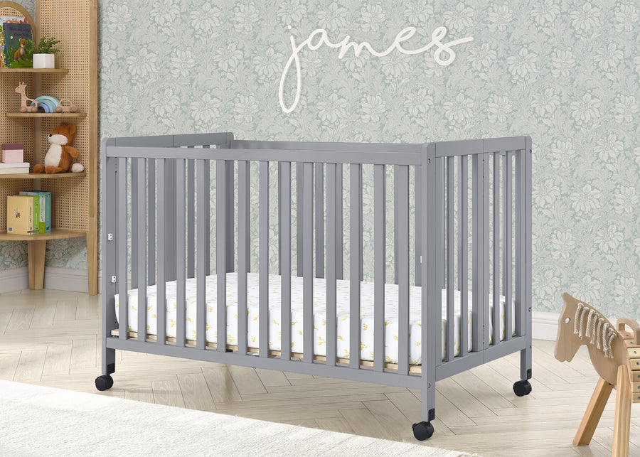 Grey (026) 17-Aria Full Size Portable Folding Crib