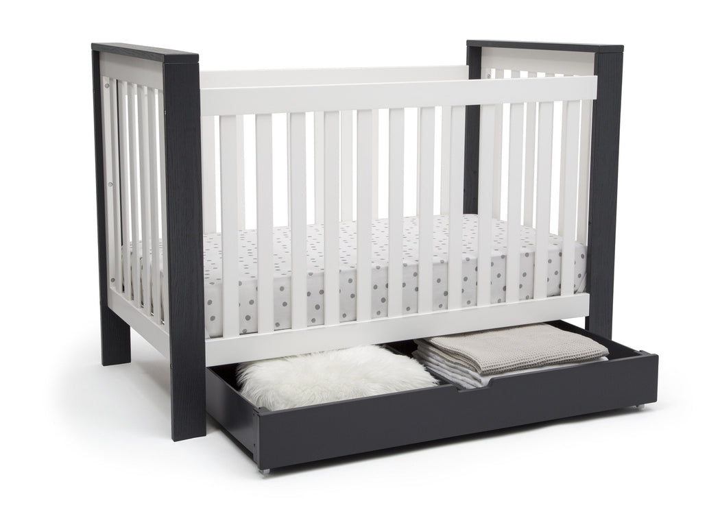 Delta Children Midnight (1360) Under Crib Roll-Out Storage, Right Crib Silo View