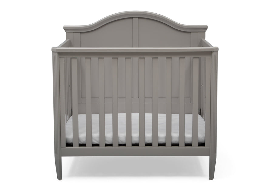 Grey (026) 9-Parker Mini Convertible Baby Crib with Mattress and 2 Sheets
