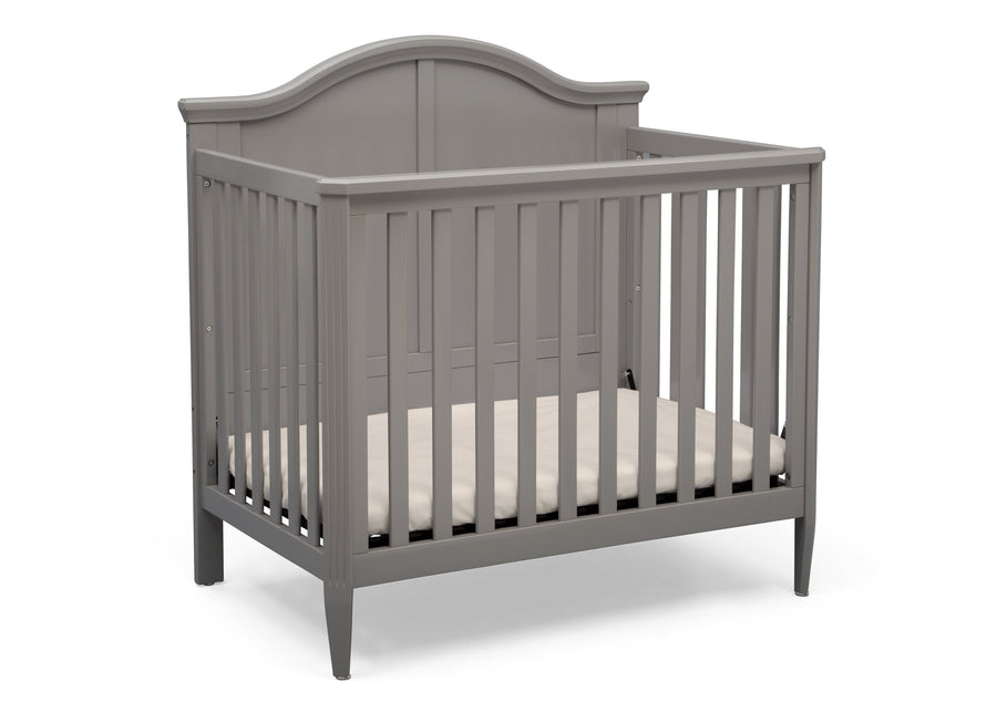 Grey (026) 10-Parker Mini Convertible Baby Crib with Mattress and 2 Sheets