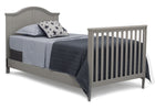 Grey (026) 11-Parker Mini Convertible Baby Crib with Mattress and 2 Sheets