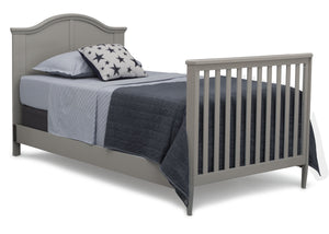 Grey (026) 12-Parker Mini Convertible Baby Crib with Mattress and 2 Sheets