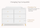 Bianca White with Natural (123) 3-Essex 6 Drawer Dresser with Interlocking Drawers