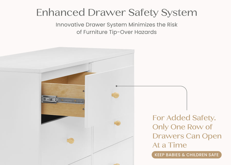 Bianca White with Natural (123) 6-Essex 6 Drawer Dresser with Interlocking Drawers