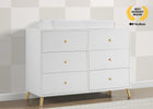 Bianca White with Natural (123) 2-Essex 6 Drawer Dresser with Interlocking Drawers