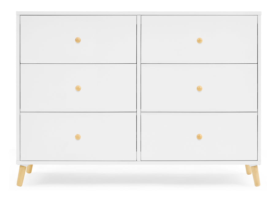 Bianca White with Natural (123) 10-Essex 6 Drawer Dresser with Interlocking Drawers