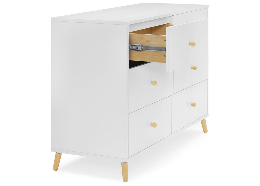 Bianca White with Natural (123) 11-Essex 6 Drawer Dresser with Interlocking Drawers