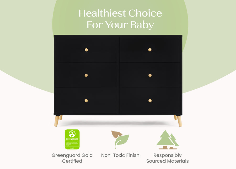 Ebony with Natural (1482) 19-Essex 6 Drawer Dresser with Interlocking Drawers