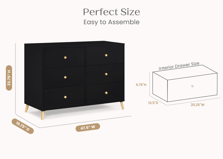 Ebony with Natural (1482) 20-Essex 6 Drawer Dresser with Interlocking Drawers