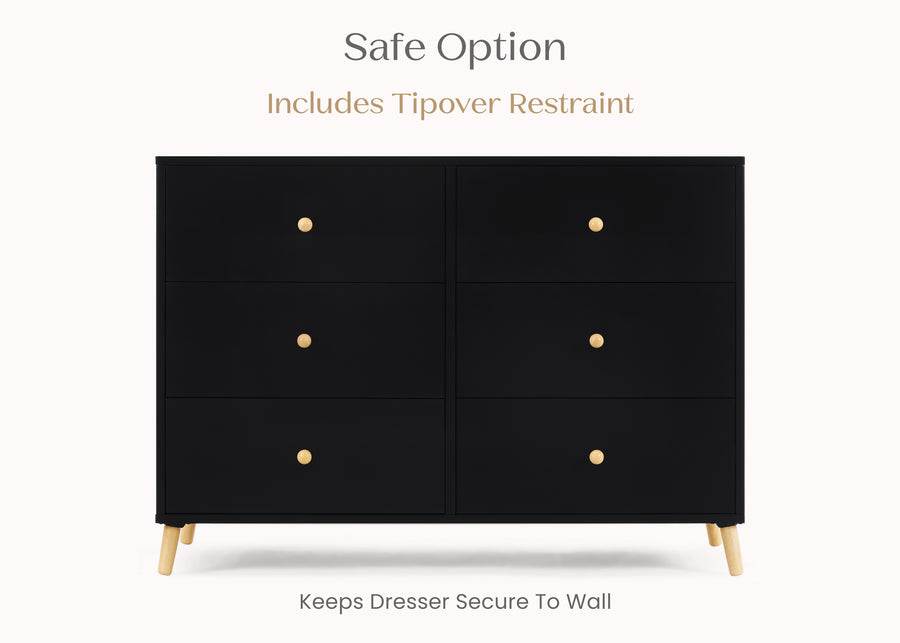 Ebony with Natural (1482) 22-Essex 6 Drawer Dresser with Interlocking Drawers